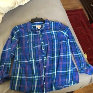 A blue plaid shirt from old navy size XL